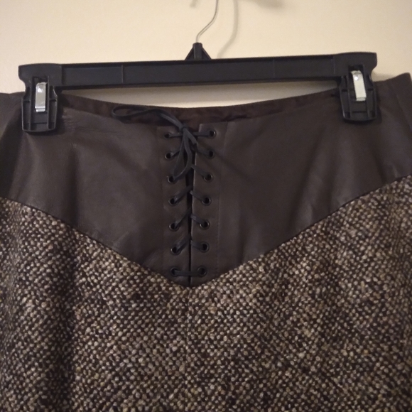 Philippe Adec Paris Wool Tweed Lace up Skirt Size 4 - Picture 11 of 16